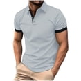 thumbnail image 4 of Agkizg Men Short Sleeve Shirts, Lapel Button Front Solid Color Soft Breathable Casual Tops Lightweight Pullover Tees Daily Business Office Outdoor Summer Basic Wear, 4 of 5
