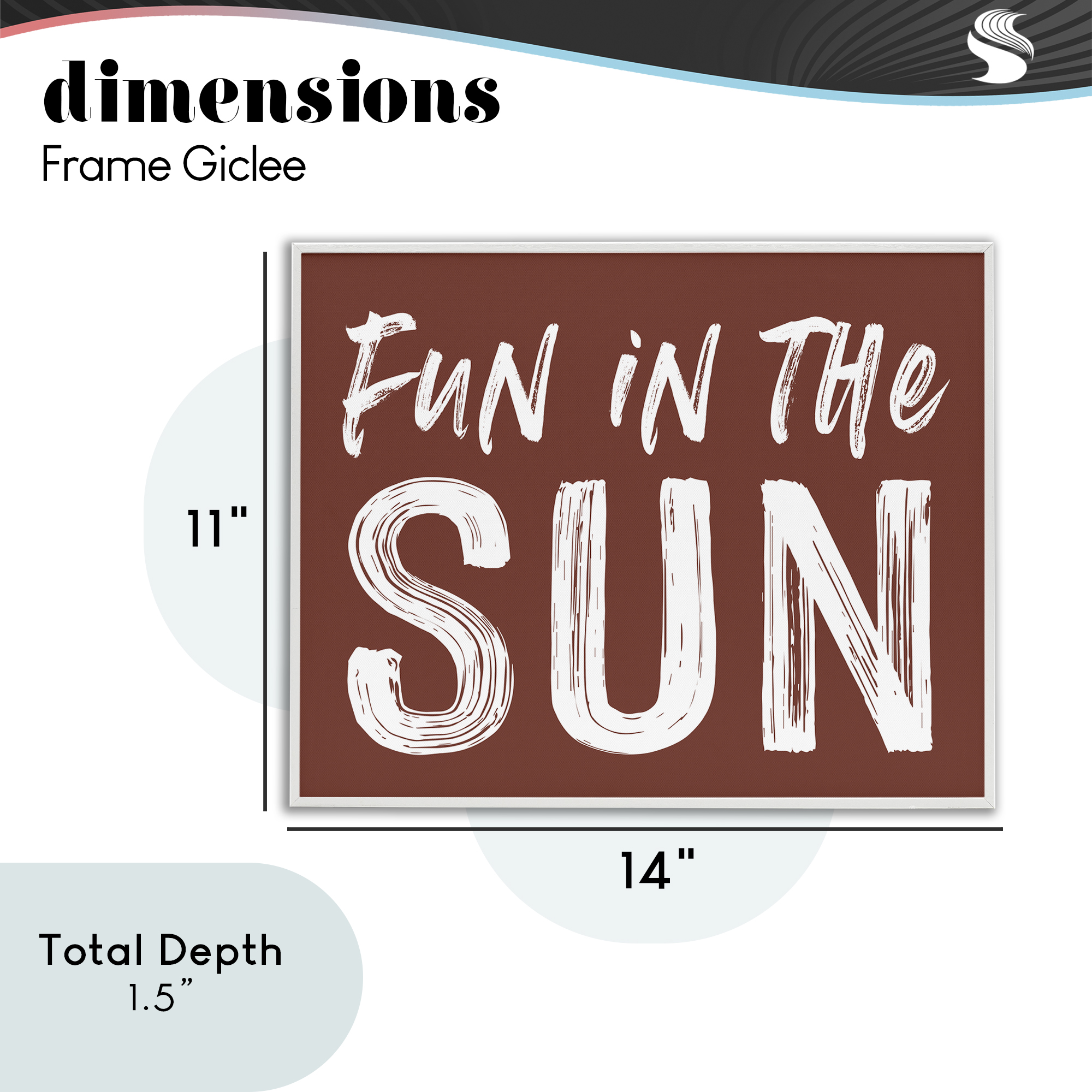 Fun In Sun Brown Sentiment White Framed Giclee Art, design by Lettered and Lined