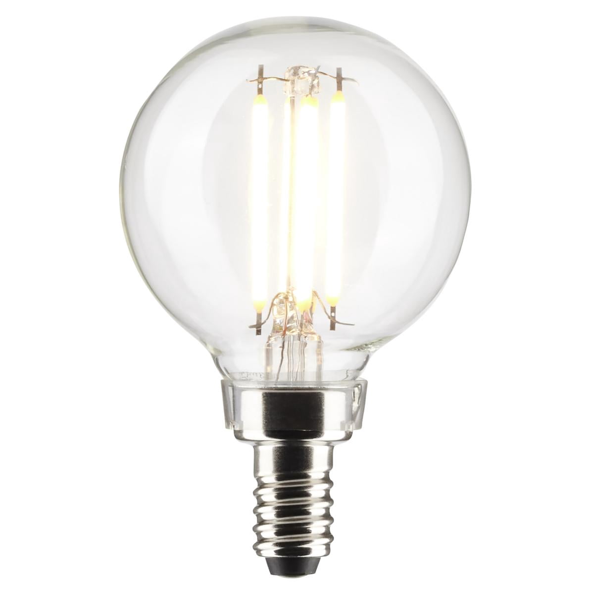 Satco S21210 G16.5 Globe LED Light Bulbs 5.5W 120V 3000K 90CRI E12 Candelabra Base Dimmable (6 Pack)