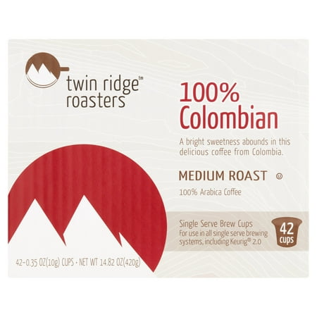 Twin Ridge Roasters Medium Roast 100% Colombian Coffee Single Serve Cups, 0.35 oz, 42