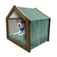 thumbnail image 1 of Chevron Pet House, Vertical Borders with Zigzag Stripes Vintage Geometric Abstract, Outdoor & Indoor Portable Dog Kennel with Pillow and Cover, 5 Sizes, Pale Green Sea Green, by Ambesonne, 1 of 5