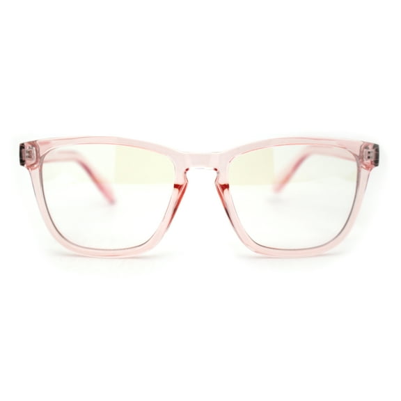 Rectangle Keyhole Plastic Horn Rim Blue Light Filtering Computer Glasses Pink