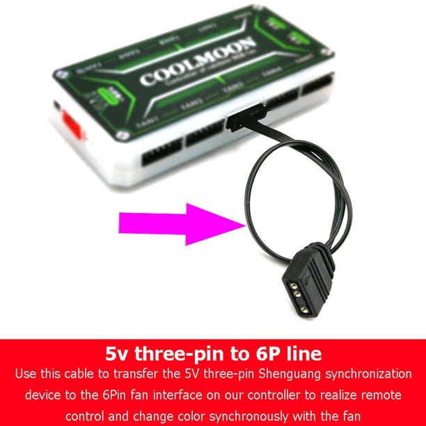 Small 6Pin to 5V ARGB 3Pin Fan Controller Adapter Cable for