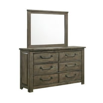 Picket House Furnishings Memphis 6-Drawer Dresser with Mirror Set in Grey