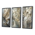 thumbnail image 3 of Designart "Retro Whirl in Gold and White II" Fractals Framed Wall Art Set Of 3 - Gold Transitional Frame Canvas Set For Living Room Decor, 3 of 6