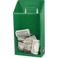 thumbnail image 2 of Rectangular Acrylic Donation Suggestion collection Box Pre Drilled Holes For Wall mounted Or Retail Countertop Tip Box with slant top 9.75 x 5 inches, Lock With set of keys Green, 2 of 4