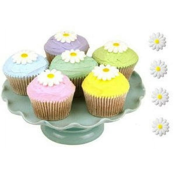 White Daisy Lucks Creations Edible Sugar Cupcake Toppers
