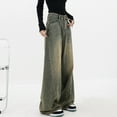 thumbnail image 3 of American retro straight leg jeans, summer wide leg pants, slimming pants, fashionable jeans, 3 of 11