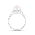 thumbnail image 2 of Angara Victorian Style Japanese Akoya Cultured Pearl and Diamond Ring in 14K White Gold for Women | June Birthstone Jewelry for Her, 2 of 5