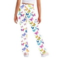 thumbnail image 6 of Odeerbi 2-13 Years Toddler Girls Wide Leg Yoga Pants Butterfly Print Workout Dance Athletic Sports Pants Cute Elasticity High Waist Straight Leg Pants, 6 of 9
