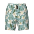 thumbnail image 4 of Lsque Mens Swim Trunks Lilies Flowers Pattern - Bathing Suit Compression Liner - Beach Swim Shorts Swimwear - (S-3XL) - Stretch Quick Dry -Medium, 4 of 9