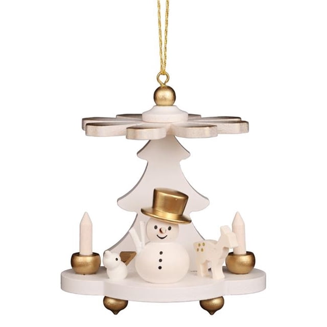 Christian Ulbricht 10-0908 White Pyramid with Snowman Christmas Ornament