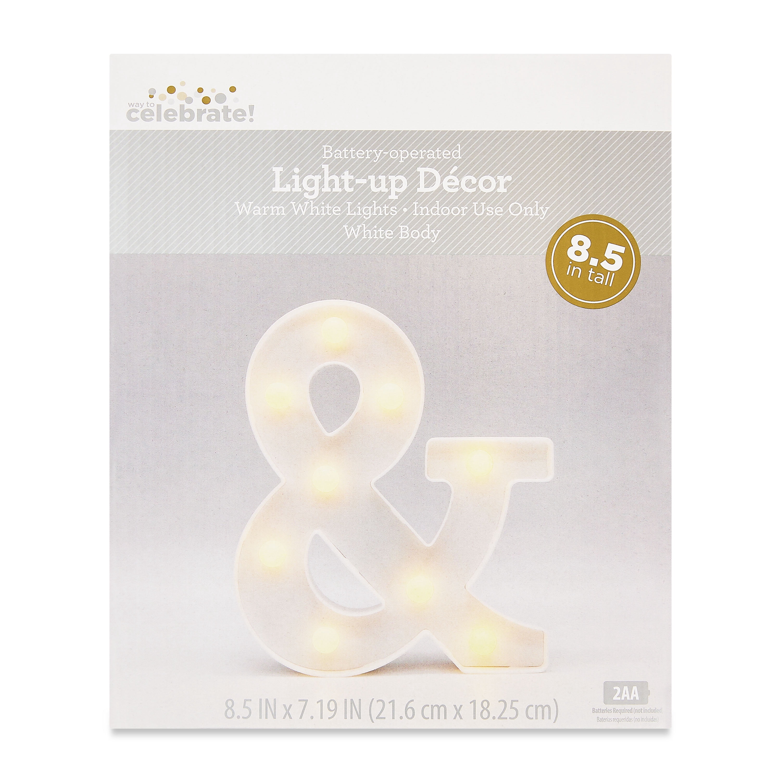 Warm White Battery-Operated Symbol "&" Light-Up Decoration, 8.5", by Way To Celebrate