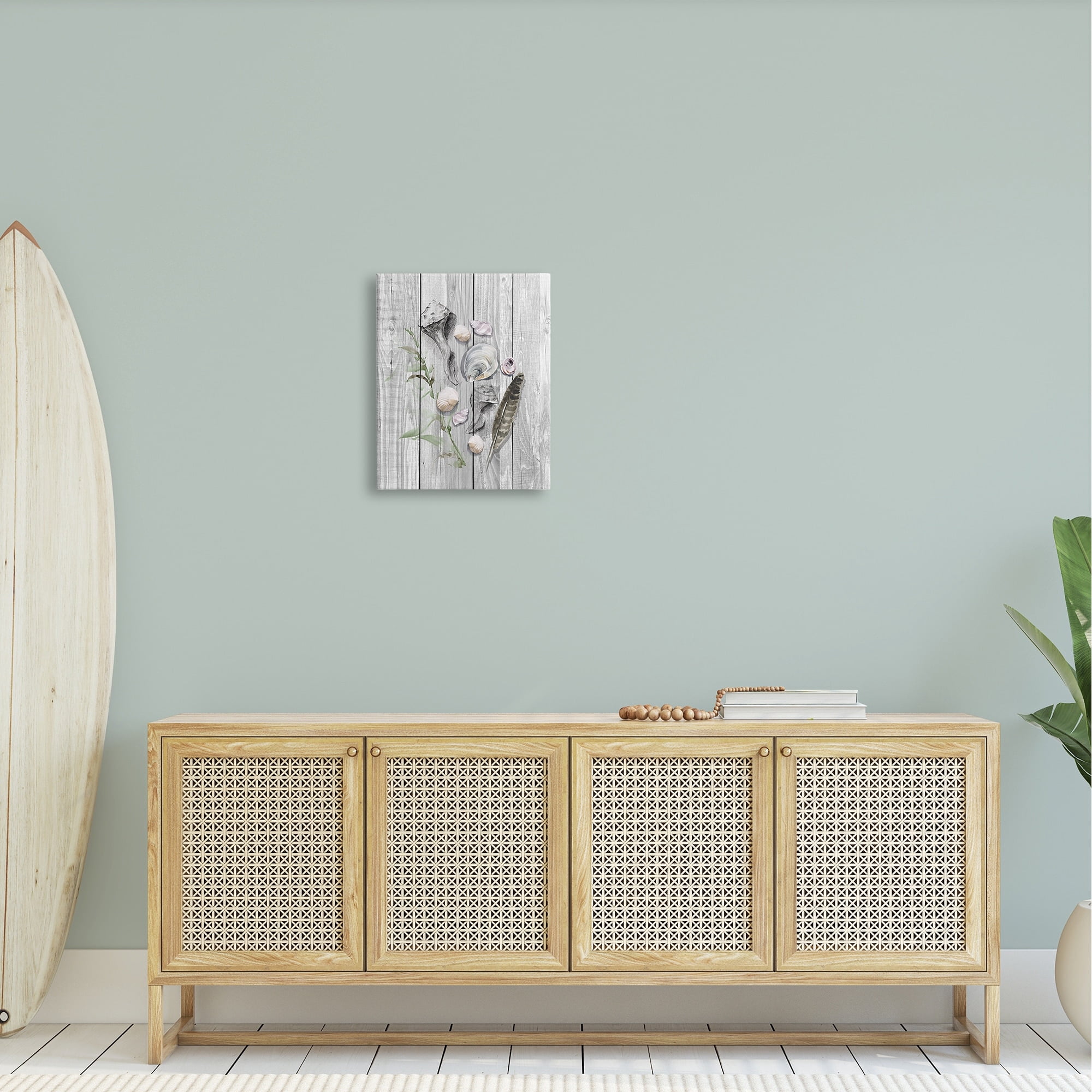 Stupell Various Sea Life Coastal Shells Landscape Painting Gallery Wrapped Canvas Print Wall Art