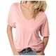 thumbnail image 1 of Top de manga corta con escote en V profundo para mujer - Blusa holgada informal de color liso, poliéster/spandex/algodón, S-XXL, moderna/para discoteca/playa, 1 of 8