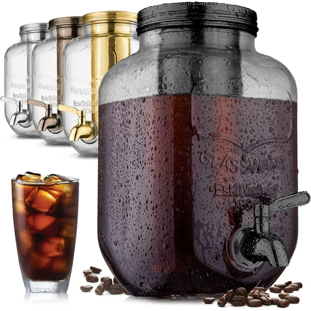 Zulay Kitchen 1 Gallon Cold Brew Coffee Maker with EXTRA THICK Glass Carafe Stainless Steel Mesh Filter Black Walmart