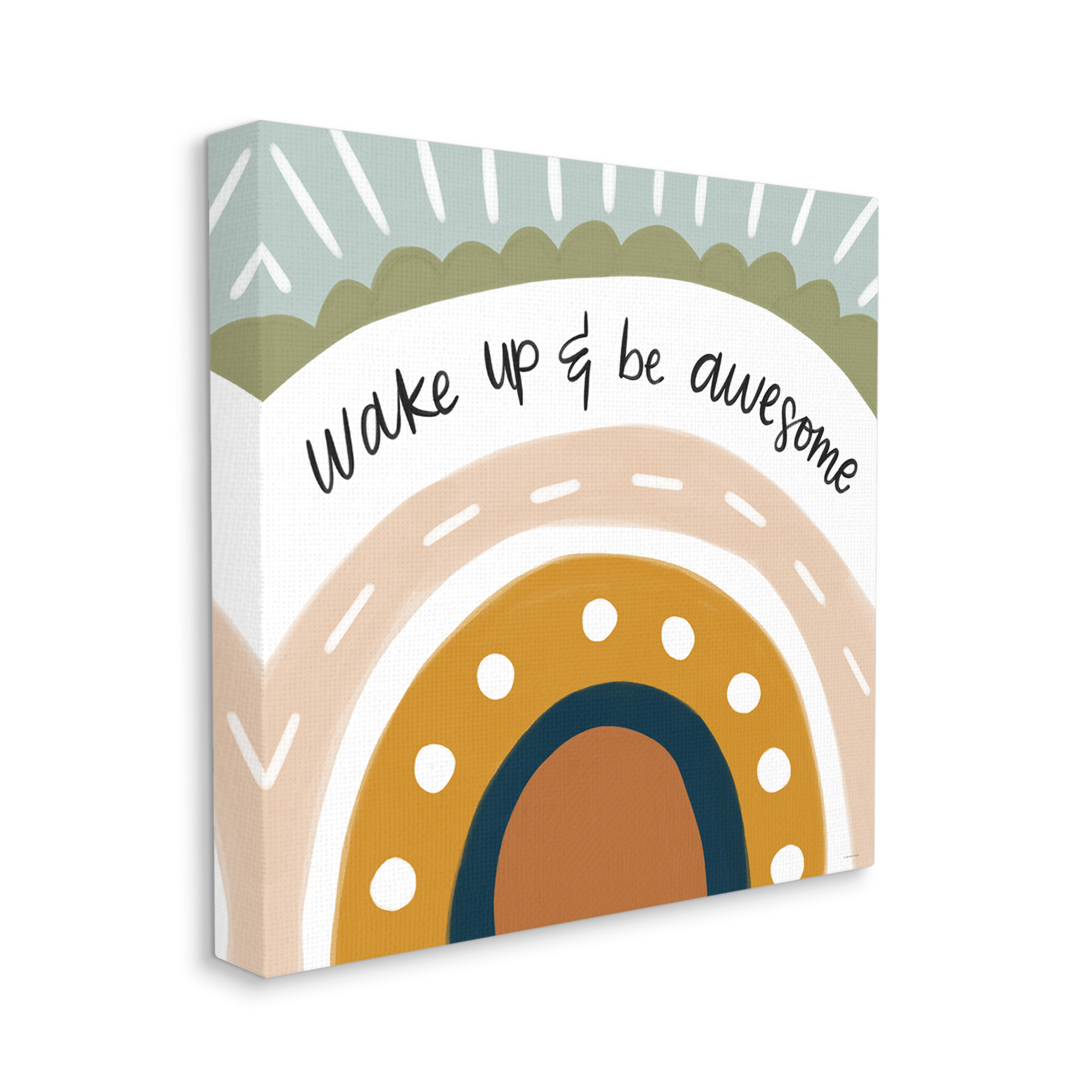 Stupell Industries Wake Up & Be Awesome Abstract Patterned Rainbow,36 x 36, Design by Lady Louise Designs
