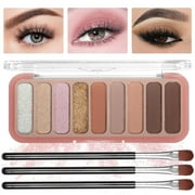 Firstfly 9 Warm Color Naked Eyeshadow Palette, Matte Neutral Nude Smoky Eye Shadow Makeup High Pigmented Naturing-Looking Blendable Long Lasting Waterproof Make Up Palette with Brush