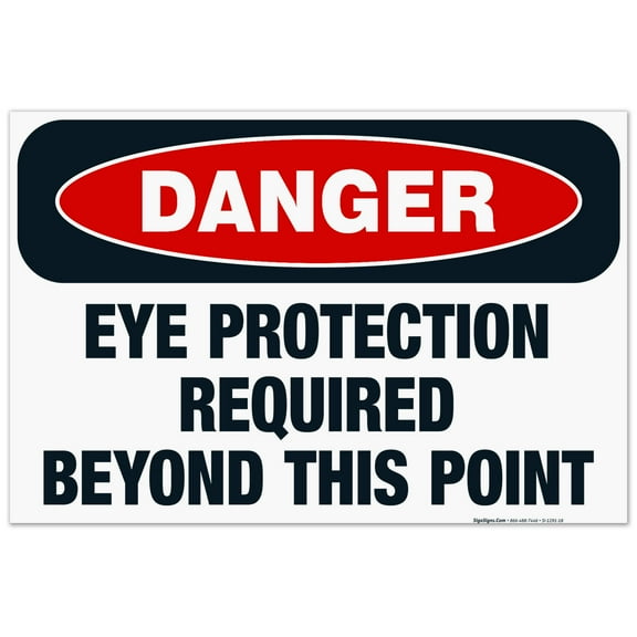Danger Eye Protection Required Beyond This Point Sign, OSHA Danger Sign, 24x36 Corrugated Plastic