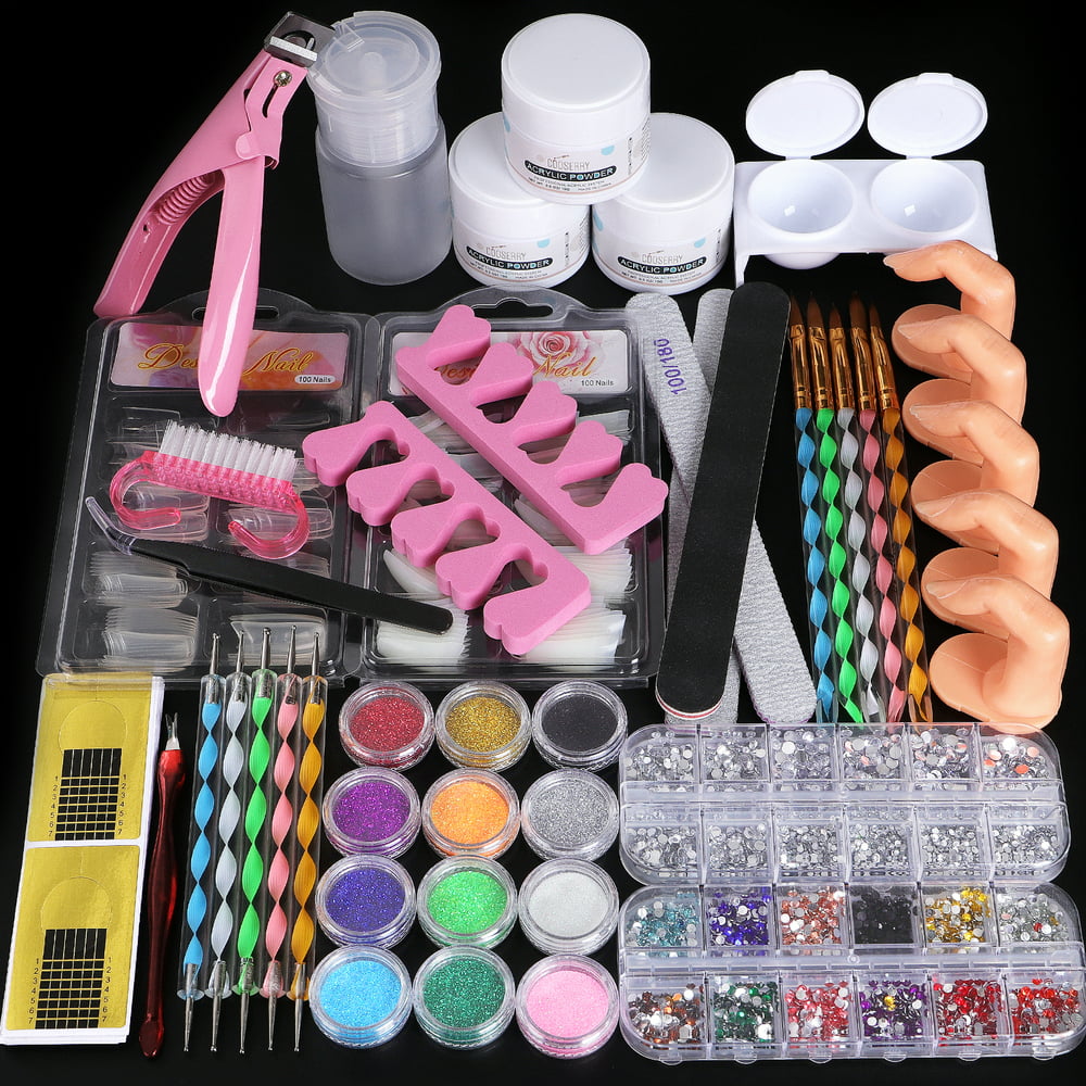 Cooserry Acrylic Nail Kit, with 12 Shiny Glitter for Beginner