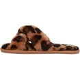 thumbnail image 5 of Womens Genuine Thick Sheepskin Open Back Peep Toe Cross Over Slipper Slider - Leopard - US 7, 5 of 7