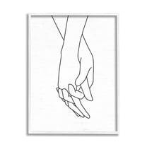 Stupell Industries Romantic Holding Hands Outline Drawing Loving Couple Graphic Art White Framed Art Print Wall Art, Design by Lettered and Lined