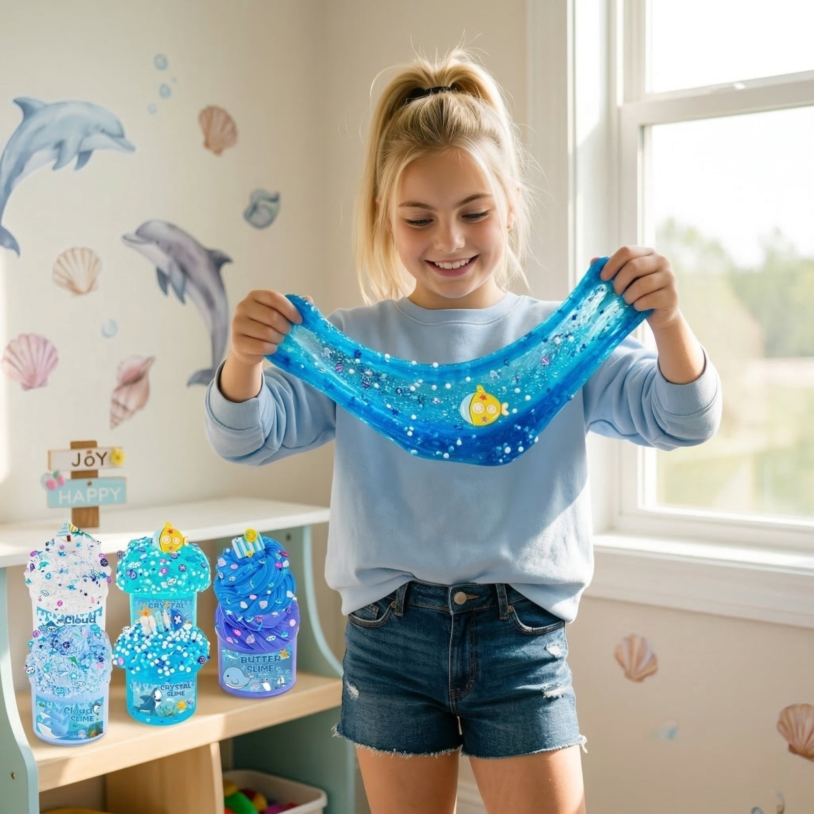 Multi-Texture Slime Kit 3-Pack, Cloud & Butter Slime Toys for Stress Relief, DIY Creative Sludge Sensory Toys for Kids Girls Boys, Gift Set，C
