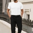 thumbnail image 2 of Breeze Shirts for Men Beer Belly Short Sleeve Textured Work Shirts Crew Neck Tretchy Quick Dry Soft Top, XL, 2 of 7