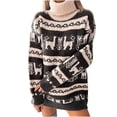thumbnail image 1 of Vestido de punto navideño de manga larga con abalorio suelto y cuello redondo para mujer Pompotops  hdfakjf5022, 1 of 7