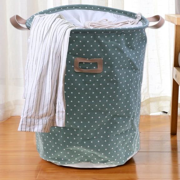 UPOUART Green Fabric Laundry Hamper with Drawstring Closure, Bedroom and Laundry Room Storage Basket