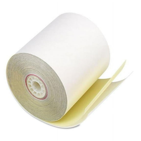 C0 3 in. x 90 ft. Impact Printing Carbonless Paper Rolls, White & Canary