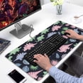 thumbnail image 2 of Long Mouse Pads for Desk,Black Cartoon Dinosaurs Leaves Pattern Desk Mats on Top Of Desks, Desk Mouse Pad Extra Large with 3mm Non-Slip Base and Stitched Edge for Gaming,Office,Work,Home 31.5"x15.7", 2 of 6