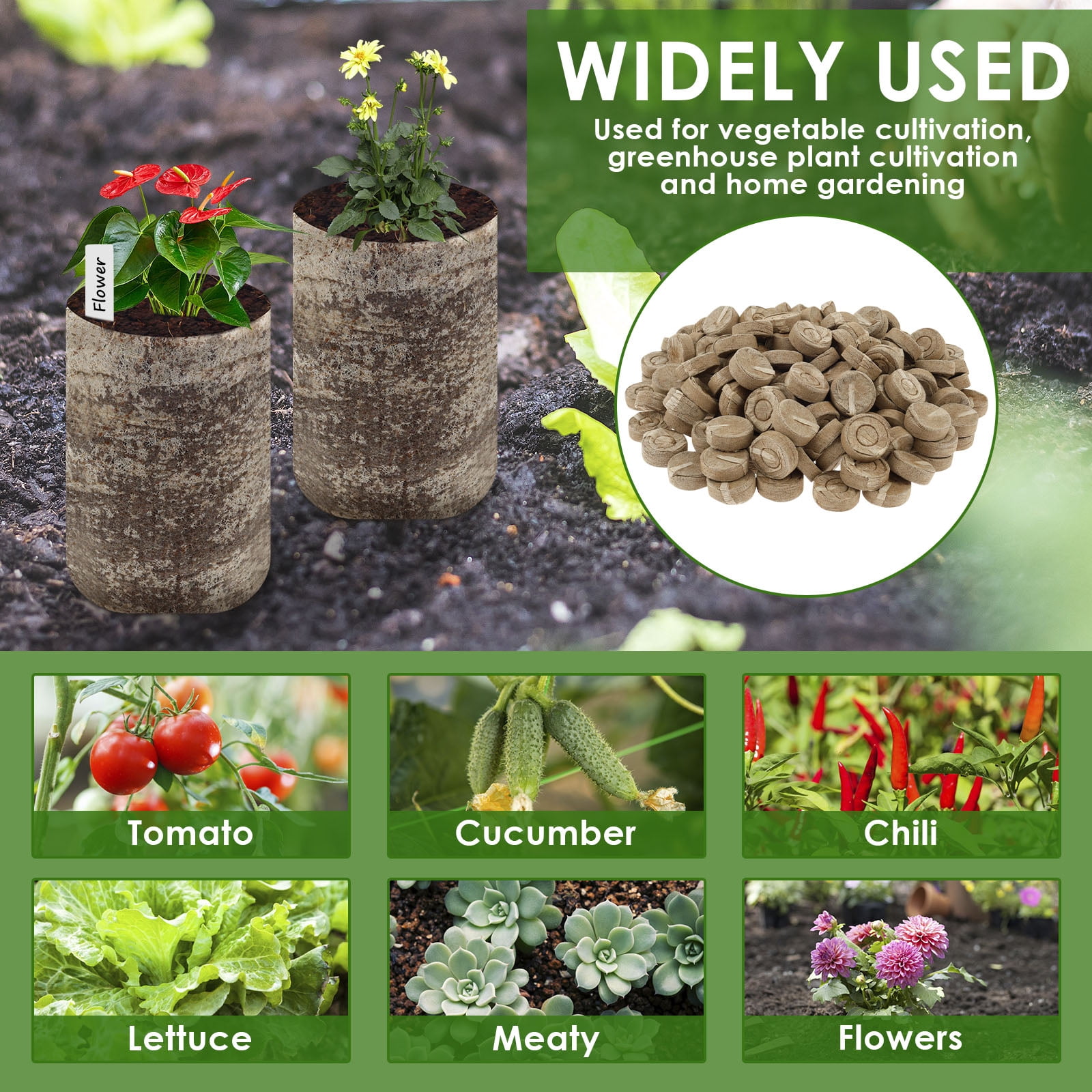 Tcwhniev Peat Pellet Nonwoven Seed Starter Pod Good Air Ventilation Root Growth Sponge High Water Retention Capacity Peat Pot for Plant