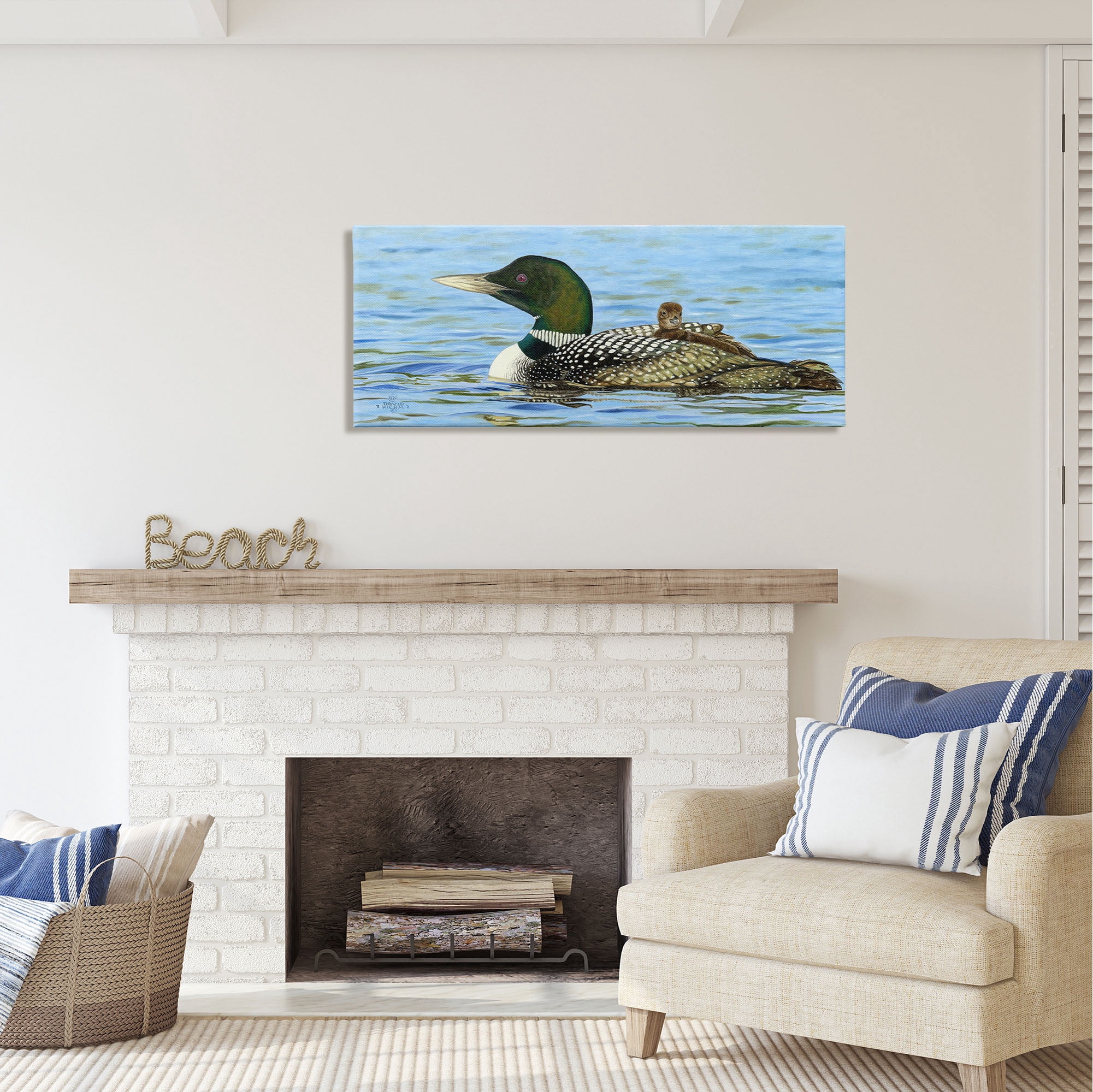 Stupell Industries Mallard & Duckling in Water Animals & Insects Photography Gallery Wrapped Canvas Print Wall Art, 48 x 20