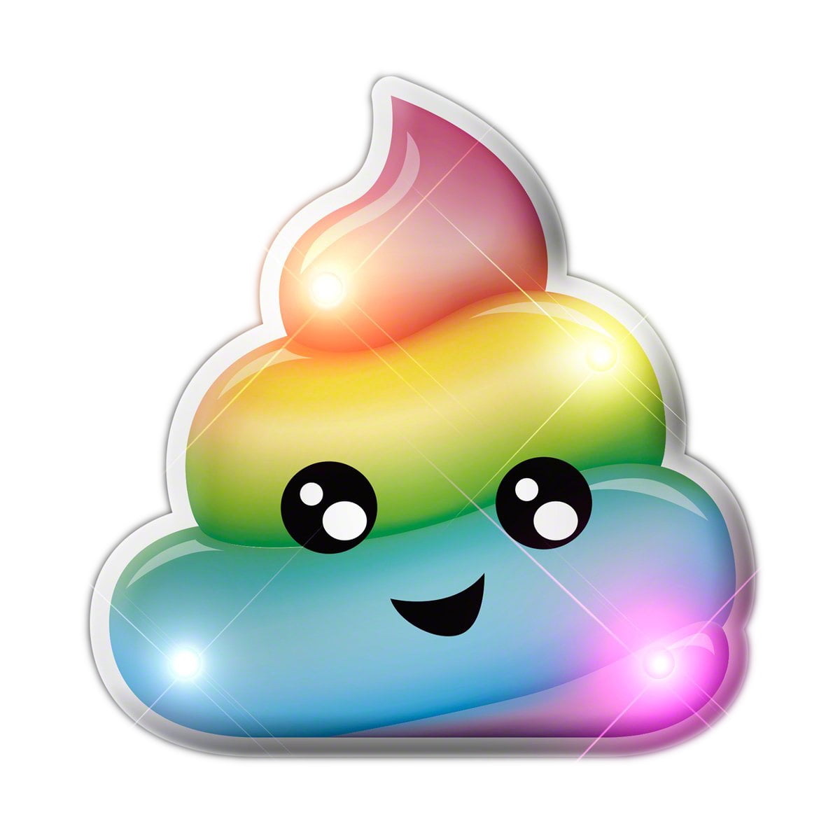 Blinkee - Happy Unicorn Rainbow Poop Swirl Emoji Flashing Body Light Lapel Pins - Walmart.com