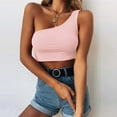 thumbnail image 3 of Fengqque Women's Fashion Open Navel Short Slim Sleeveless T-shirt Bottom Casual, 3 of 5