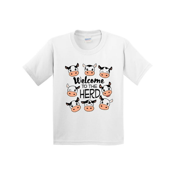 Inktastic Welcome to the Herd with Cute Black and White Holstein Cows Youth T-Shirt