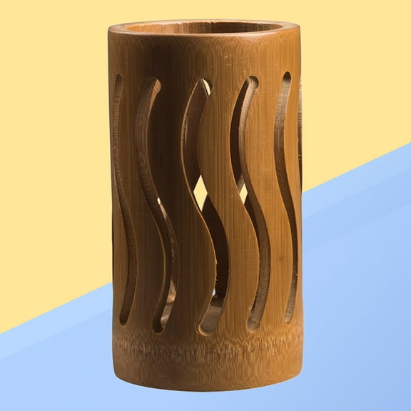 IBASETOY Bamboo Pen Holder for Desk Organization Keeps Pencils and Stationery Tidy Brown Lightweight Portable 7.8 Inches