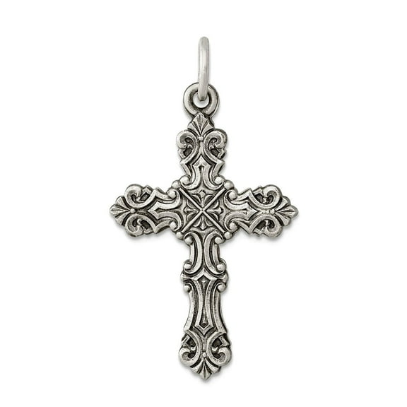 925 Sterling Silver Solid Satin Oxidized Antique Cro925 Sterling Silver Pendant Necklace 31x20mm Wide Pendant for Women