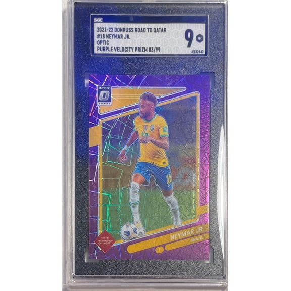 2021 Donruss Road To Qatar Neymar JR. #18 Optic Purple Velocity Prizm SGC 9