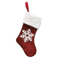 Hvmvliv Snowflake Embroidered Christmas Stocking Large Size Plush Xmas Stocking Gift Bag Christmas Tree Ornament Red