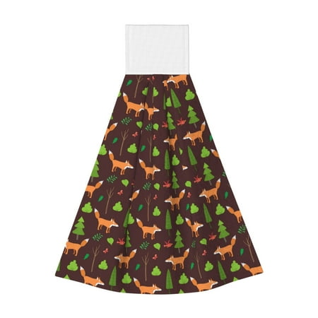 

Horeoi Fox In Forest Print Coral Fleece Microfiber Hanging Hand Towel Absorbent Hand Towel Quick Dry Thicken Cleaning Cloths Wipes Rags for Kitchen & Bathroom