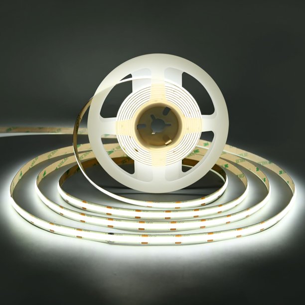 TUNICHX Tira de luz LED COB DC 12 V Tira de luz LED Tiras LED súper brillantes flexibles, 16.4 pies, CRI 90+, 2400 LED Luz uniforme de alta densidad para dormitorio, cocina, decoración interior del ho