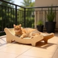 thumbnail image 2 of Wooden Cat Scratching Board Bed, Curved Sisal Cat Scratcher, Dual-Use Lounge Chair for Large Cats, 19.7 x 13 x 6.7 in, Stable Solid Wood Furniture Protector, 2 of 5
