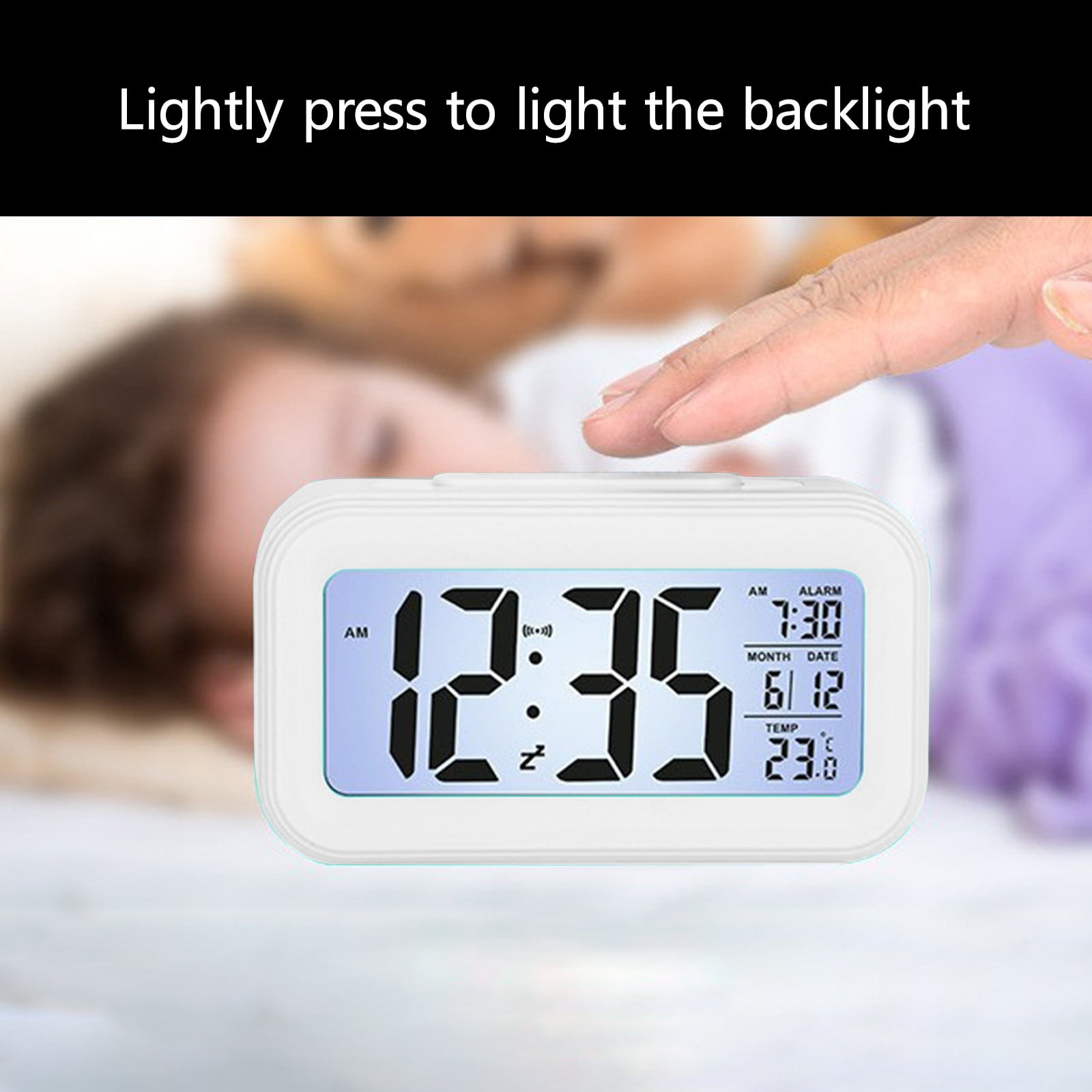 3 Set of Digital Alarm Clock With Background Lighting LCD Display Temperature Monitor Snooze Alarm With Smart Clock Calendar
