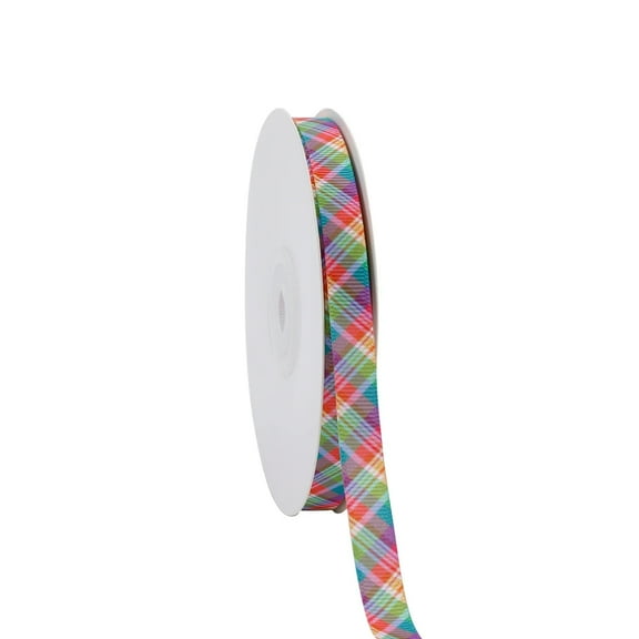LaRibbons SPRING PLAID GROSGRAIN RIBBON