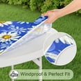 thumbnail image 5 of Blue Daisy Flower Lightblue Petals Pattern Round Fitted Tablecloth with Elastic Edge,Dining Table Cover Waterproof,Outdoor Round Tablecloth for Camping,Dining,Indoor and Outdoor, 5 of 7