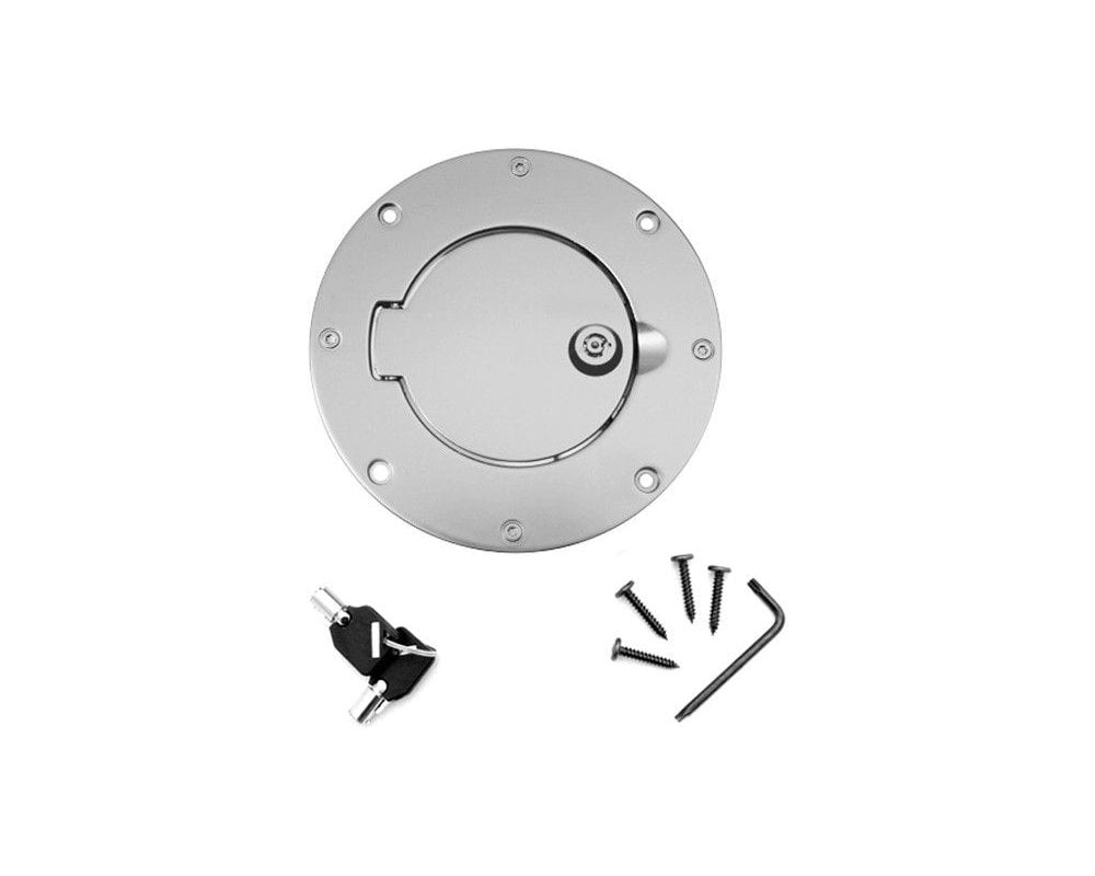 Rugged Ridge 11425.09 Gas Cap Door, Locking, Brushed Aluminum; 9706