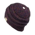 thumbnail image 2 of C.C BeanieTail Cotton Blend All Season Daily Messy High Bun Ponytail Beanie Hat, Confetti Purple, 2 of 3