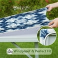 thumbnail image 6 of Blue White Tie Dye Mandala Pattern Square Fitted Tablecloth with Elastic Edge,Square Table Cover,Washable Elastic Table Cover for Home Kitchen Party Decor 36"x36", 6 of 6